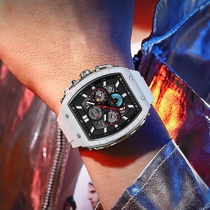 Multifunction Chronograph Men Watches For Male Clock Sports Men Quartz Wrist Watches Date Silicone Band Top Brand Luxury