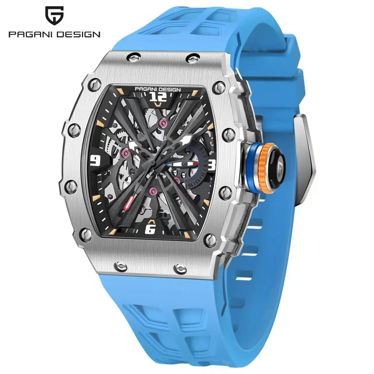 PAGANI DESIGN 2025 Luxury Mens Quartz Watches Barrel Shape Waterproof Wrist Watch For Men VH65 Silicone Luminous Sapphire Mirror
