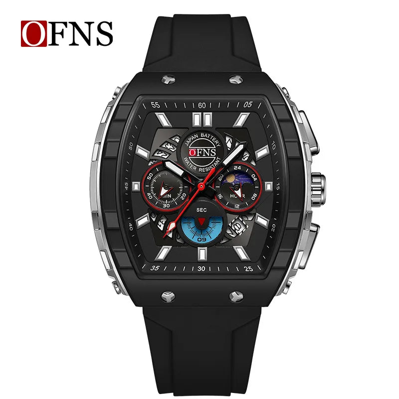 Multifunction Chronograph Men Watches For Male Clock Sports Men Quartz Wrist Watches Date Silicone Band Top Brand Luxury