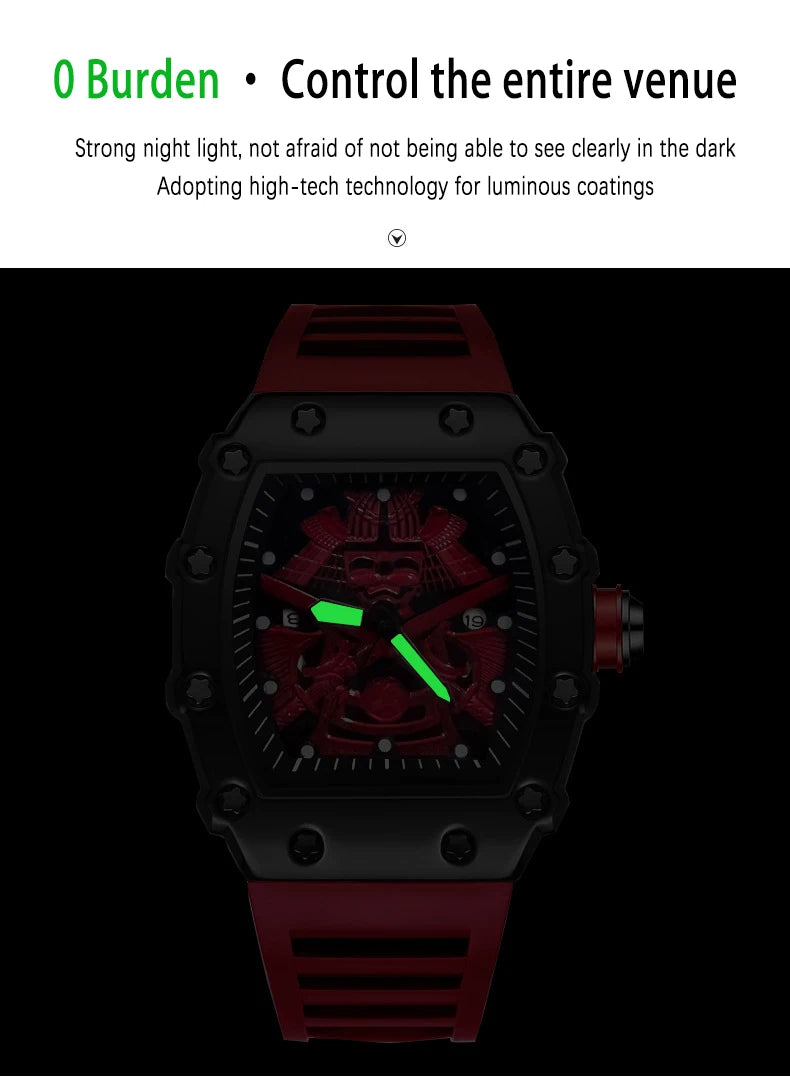 ZH39 Fashionable Men's Watch Night Light Waterproof Silicone Calendar Quartz Watch Barrel shaped Clock Birthday Gift