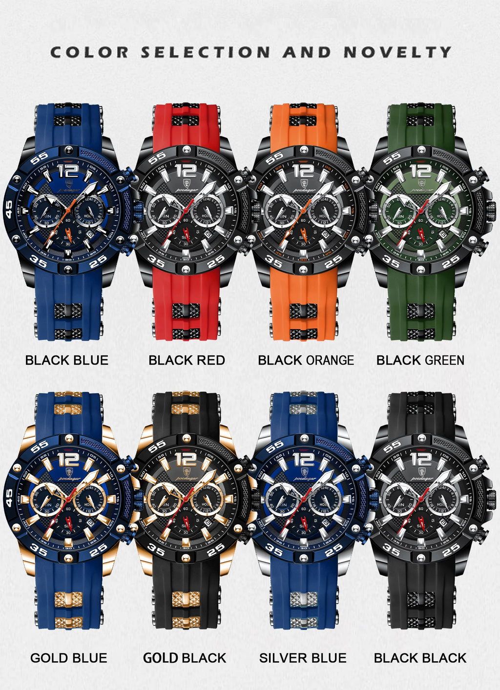 POEDAGAR Original Fashion Men's Watches Waterproof Luminous Chronograph Date Sports Man Wristwatch High Quality Quartz Men Watch