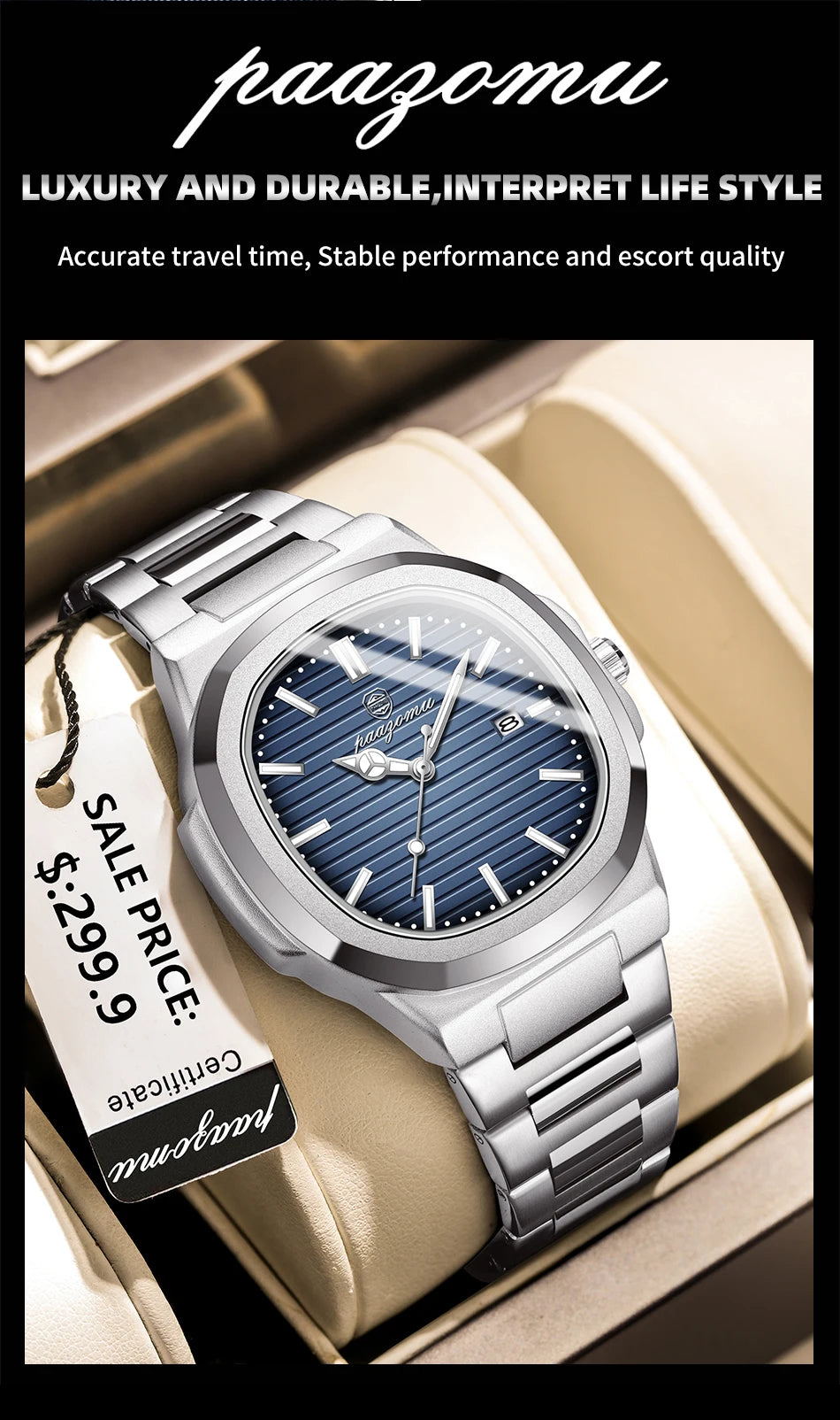 PAAZOMU 2025New Men Stainless Steel Watch Quartz Waterproof Male Clock Business Watch Mens Watches Top Brand Luxury Men Watch