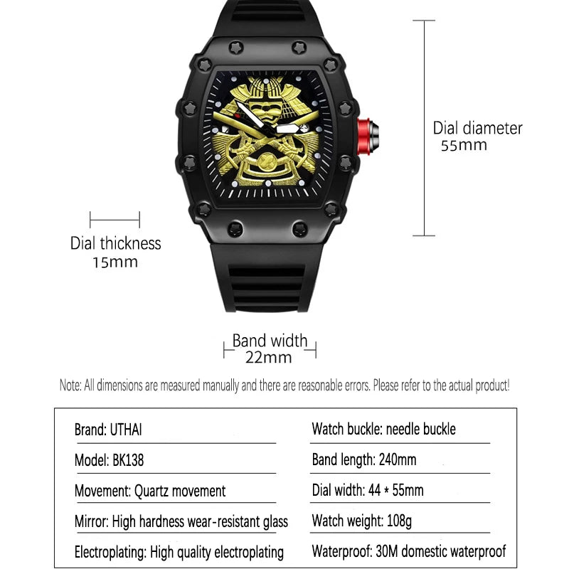 ZH39 Fashionable Men's Watch Night Light Waterproof Silicone Calendar Quartz Watch Barrel shaped Clock Birthday Gift