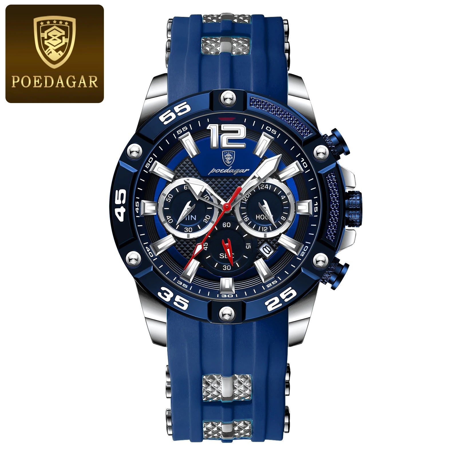 POEDAGAR Original Fashion Men's Watches Waterproof Luminous Chronograph Date Sports Man Wristwatch High Quality Quartz Men Watch