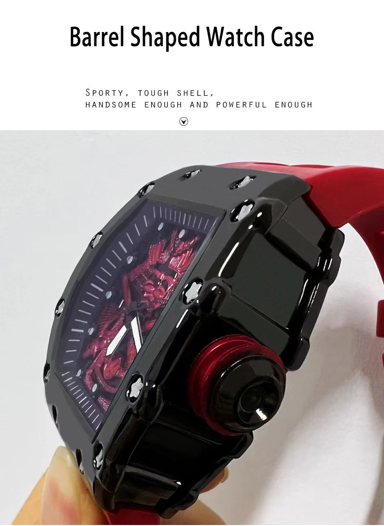 ZH39 Fashionable Men's Watch Night Light Waterproof Silicone Calendar Quartz Watch Barrel shaped Clock Birthday Gift