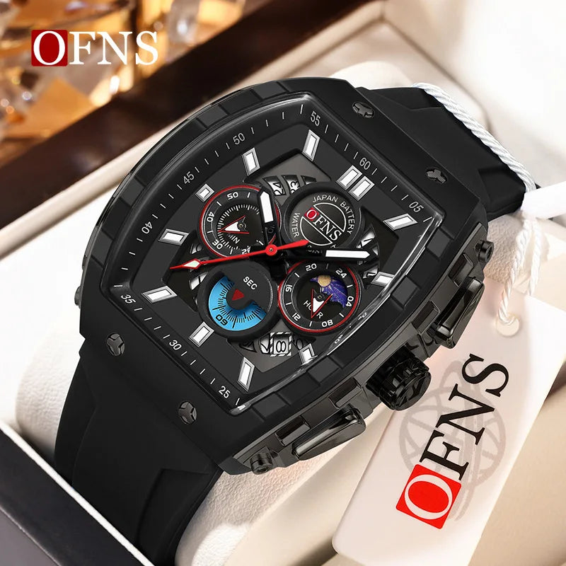 Multifunction Chronograph Men Watches For Male Clock Sports Men Quartz Wrist Watches Date Silicone Band Top Brand Luxury