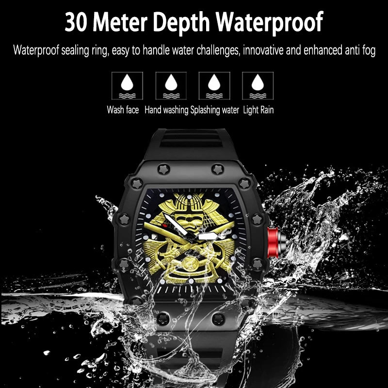 ZH39 Fashionable Men's Watch Night Light Waterproof Silicone Calendar Quartz Watch Barrel shaped Clock Birthday Gift
