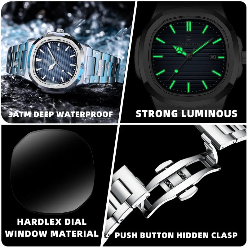 PAAZOMU 2025New Men Stainless Steel Watch Quartz Waterproof Male Clock Business Watch Mens Watches Top Brand Luxury Men Watch