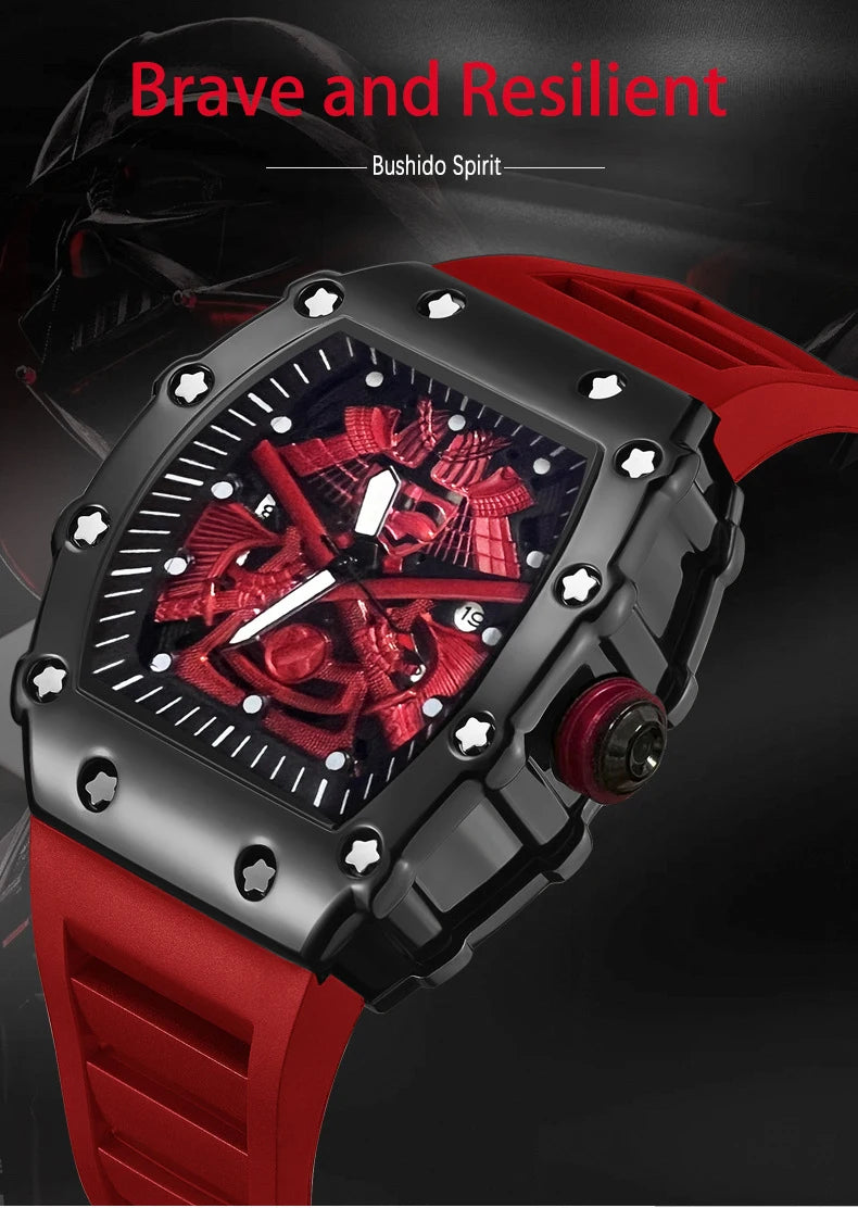 ZH39 Fashionable Men's Watch Night Light Waterproof Silicone Calendar Quartz Watch Barrel shaped Clock Birthday Gift