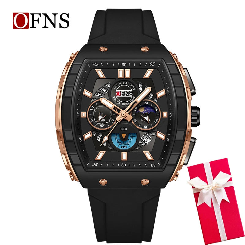 Multifunction Chronograph Men Watches For Male Clock Sports Men Quartz Wrist Watches Date Silicone Band Top Brand Luxury